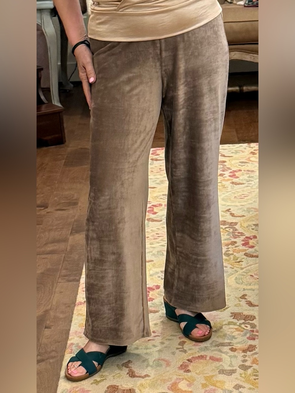 Soft surroundings velour finish fabric